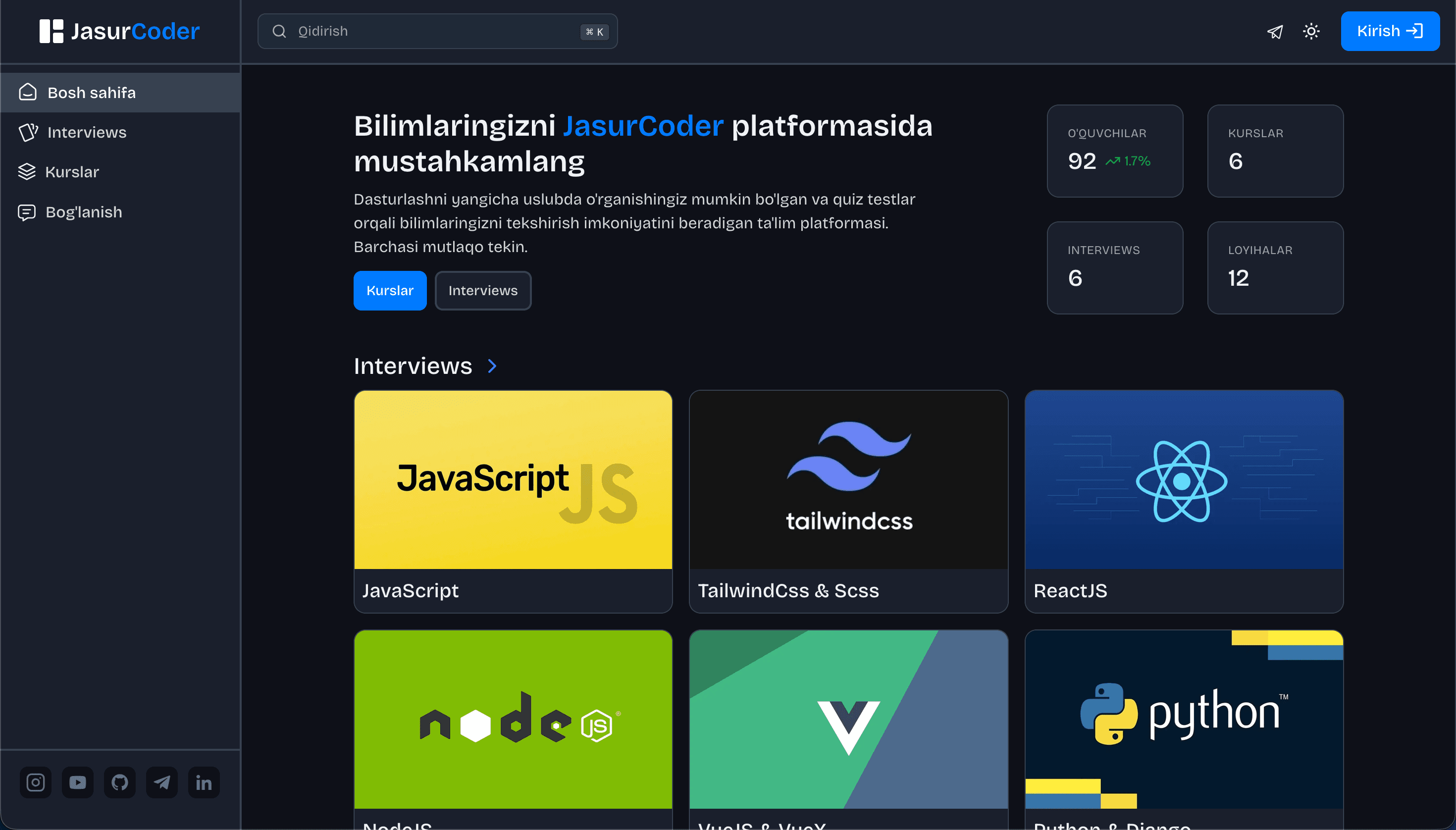 JasurCoder Platform